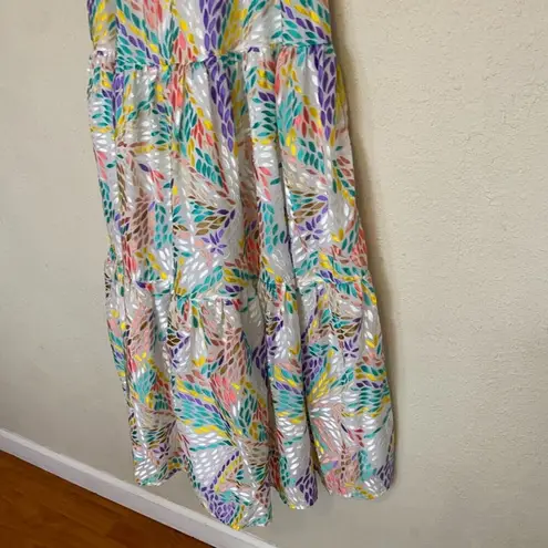 C/MEO COLLECTIVE $255 Set Up Multicolored Burn Out Midi cocktail Dress sz. 4 S