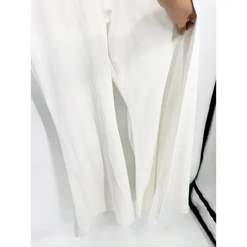 Mac Duggal 26603 White V-Neck Collar Single Breasted Wide Leg Formal Jumpsuit 4