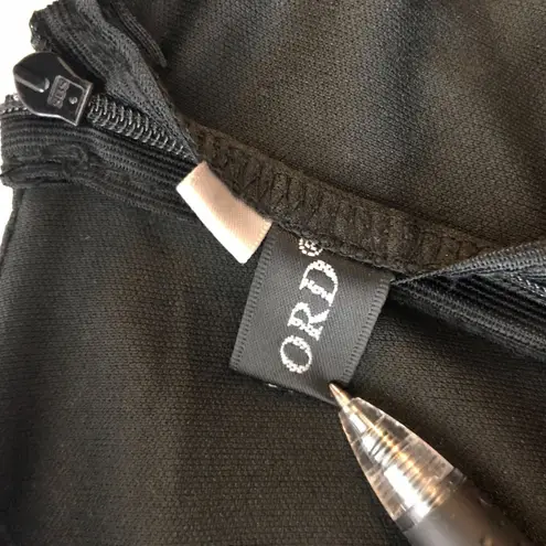 Miss Ord Black Tiered Ruffle Sheer Bell Sleeve Chiffon Top Tunic Zipper Back M Size M