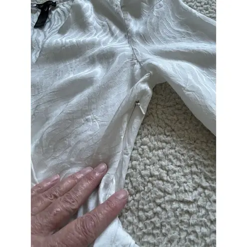 Jay Godfrey Hannah Wrap Top V-Neck Long Sleeve Jacquard Tie Front White Size 2