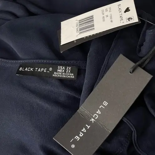 Navy Short Sleeve Surplice Neckline Dress Blue Size 2X