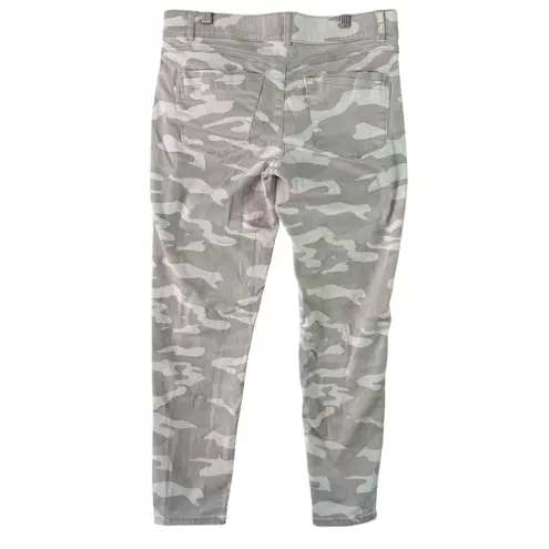 Democracy Ab Solution Gray Camo Print Skinny Ankle Pants Zipper Pockets Womens