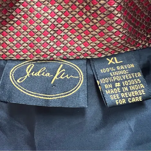 Julia Kim Patchwork Floral Embroidered Blazer size XL Brown