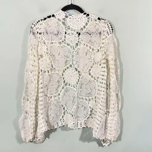 White + Warren Women's White Crochet Lace Applique Open Front Cardigan Size M Size M - Image 7