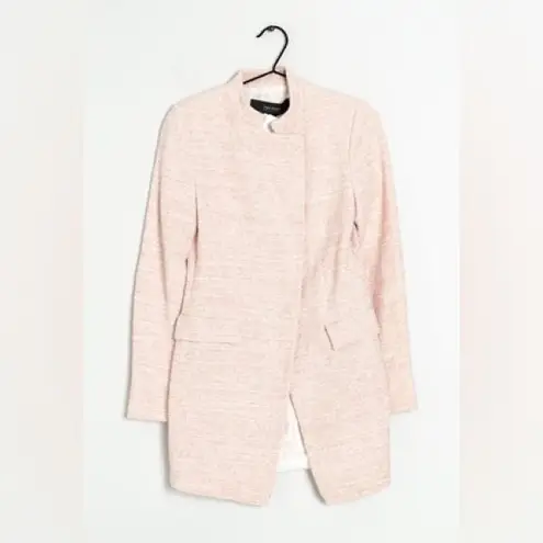 ZARA  Pale Soft Pink Snap Button Tweed Jacket