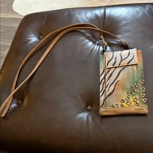 Anuschka Leather Hand-painted Art Crossbody Organizer Bag Purse