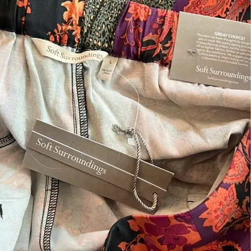 Soft Surroundings Curio Wide Leg Full Length Floral Print Pants Size L NEW