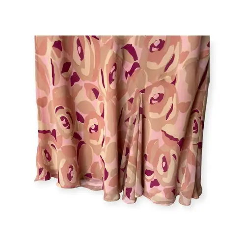 Nine West  Size 8P Women's Pink Floral Flared Knee Length Skirt