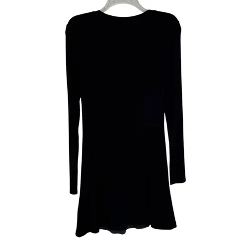 Michael Stars Leather Mix Long Sleeve A line Mini Dress In Black Size S