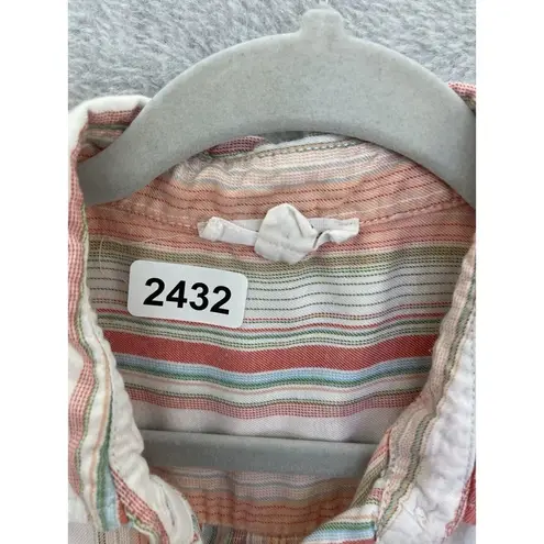 Lounge Beach Lunch  Button Down Shirt Sleeveless Striped Size Small Tie Front