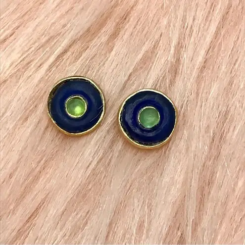 Vintage Blue  & Green Evil Eye Aesthetic Earrings