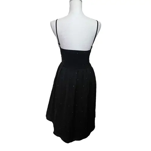 Talula Womens Black Fit & Flare Sleeveless Short Dress Polka Dots Smocked Size 0