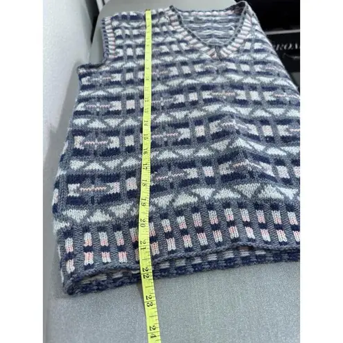 Handmade Large Multicolor Vneck Geometric Pattern Sleeveless Unisex Sweater Vest Vintage