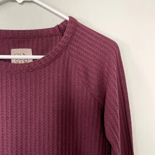 Chasor maroon red long sleeved crewneck sweater button detail women size small