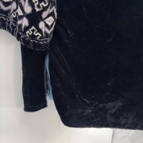 Kyla Seo Maci Blouse Top Black Velvet Embroidered Tassel Boho M Peasant NWT Size M
