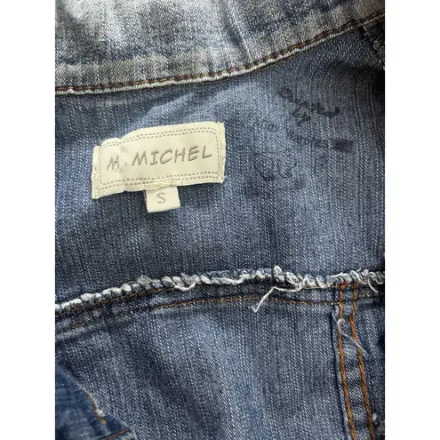 M. Michel Juniors Small Blue Sleeveless Cropped Jean Jacket Distressed Size undefined