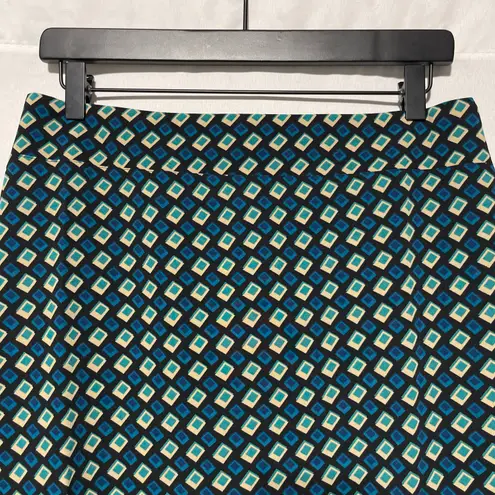 Band Of The Free New Diamond Print Ruffle Mini Skirt Colette Black Teal Size XS