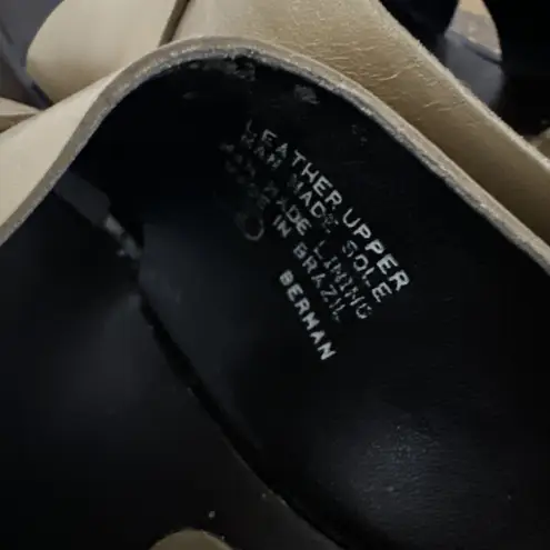 Enzo Angiolini Y2K Womens Gold Brown Leather Chunky Heel Platform Sandals Size 8