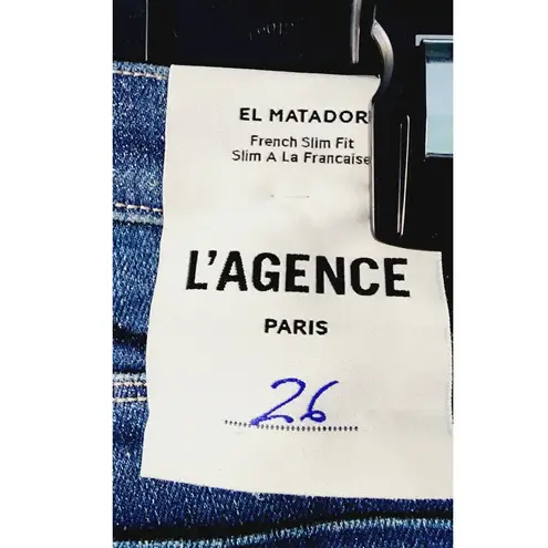 L'Agence El Matador French Slim Fit Fremont Gold Glitter Coated Jean Size 26 NEW
