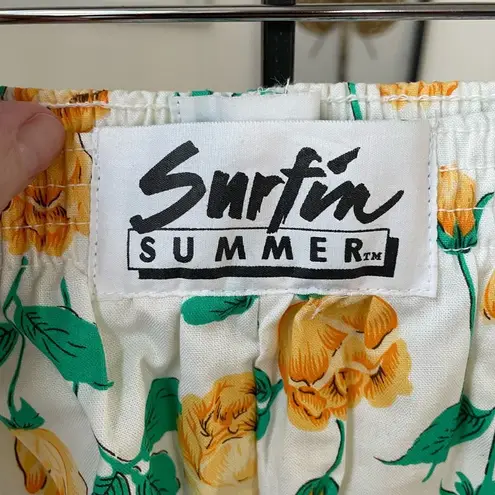 NWT NOS Vintage 80s Surfin Summer Yellow Rose Shorts M L Size L