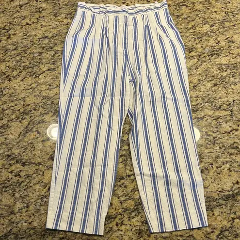 Boden Linen Ludgate Paper bag Trousers Marocon‎ Blue & White 6P Size 6