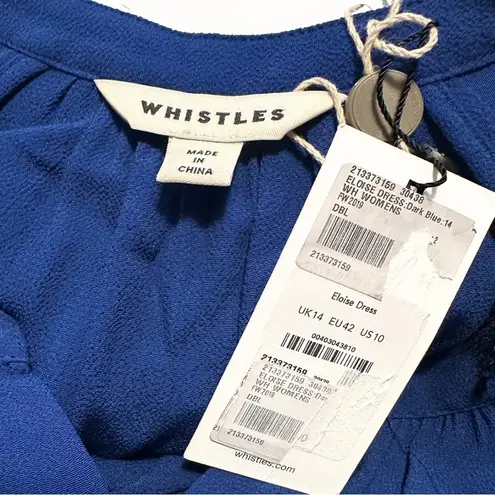 Whistles Dark Blue Eloise Textured Viscose Dress, US Size 10 / UK 14