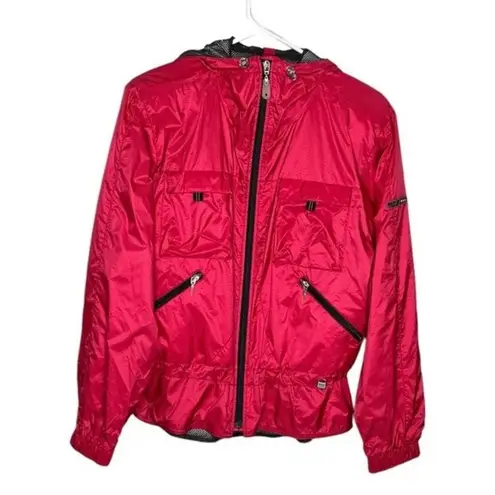 NILS Red Nylon Jacket Mesh Lining Pockets Folding Hoof Drawstring Waist Size 6 - Image 4