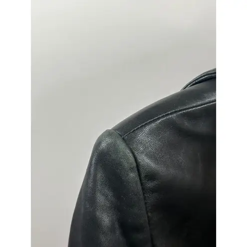 Siena Studio Vintage Genuine Leather Button Front Jacket Size 6 Black