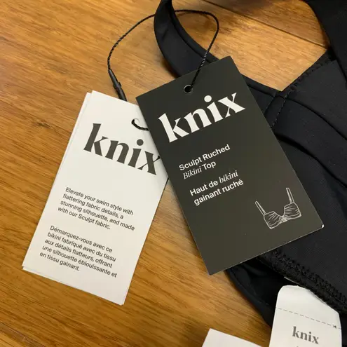 Knix Sculpt Ruched Bikini Top Black Womens Size Large Swimwear Beachwear NWT