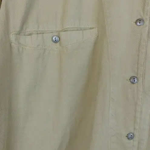 VTG Code Bleu Shirt Women L Beige Relaxed Button Shacket Hong Kong Lagenlook Size L