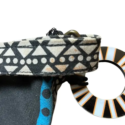 Laurel Burch Purse Gato Cat Print Crossbody Bag Bead Adjustable Strap Wood Charm Black