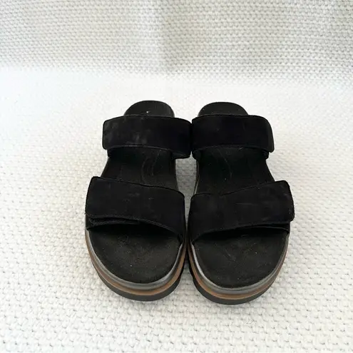 Mephisto Dania Black Suede Double Strap Velcro Platform Comfort Sandals Slide 40 Size 9