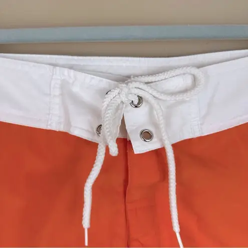 LEI Women’s Orange & White Bali Beach Swim Board Shorts Medium