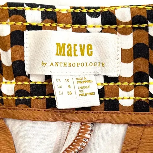 Anthropologie  Maeve Slim Cropped Ponte Pants in Brown Dot Size 6