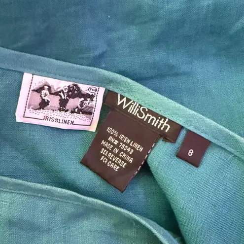 Willi Smith Willi Smith 100% Irish Linen Layered Ruffle Hem Skirt Womens 8 Green Feminine