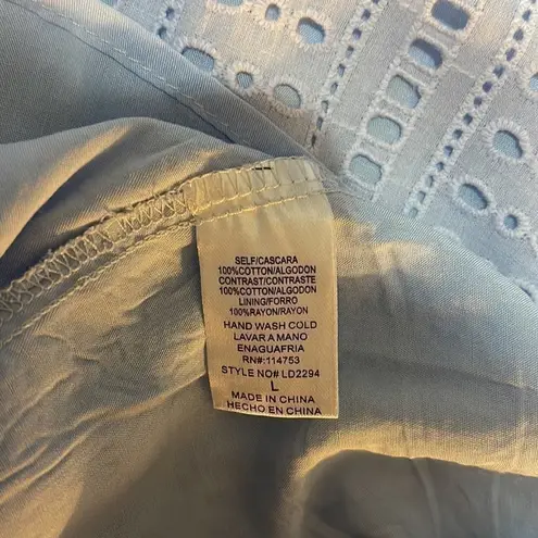 The Clothing Company Eyelet Baby Blue Ruffle Mini Dress Size Large