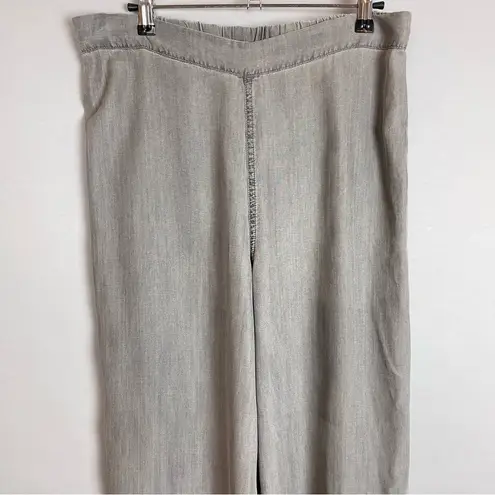 Soft Surroundings Wide Leg Pants NWT Embroidery Gray Lyocell Boho Romantic Large