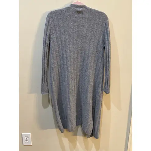 Minnie Rose Long Line Open Ribbed Cashmere Cardigan Size XS Gray
