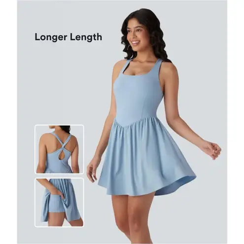 Halara NEW Breezeful Corset 2-1 Lined Dress M Blue