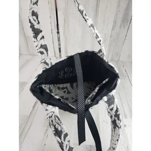 Black White Paisley Polka Dot Tote Bag Shoulder Purse Women's Monogrammed RSL