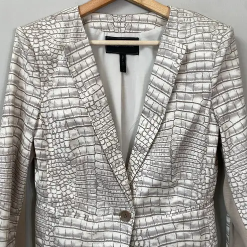 BCBGMAXAZRIA  Women's Medium Long Sleeve Snakeskin Jordyn Blazer Jacket Ivory