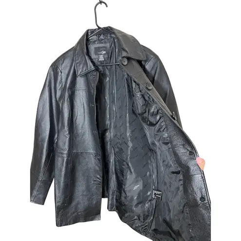 East 5th Womens Genuine Leather Black Button Front Collared Jacket X-Large