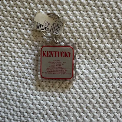 Vintage Kentucky Souvenir Keychain State Map Cardinal Goldenrod Charm