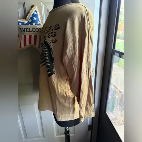 Vintage Doncaster jewel beaded jungle cats cotton shirt, size medium Black