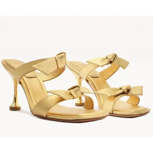 Alexandre Birman Clarita Square Flare 85 in Oro Gold 38 with Box High Heels