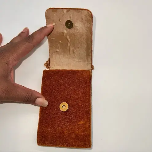 None NIB Velvet Small Wristlet for Phones and Lipstick for Nights Out in Caramel Tan