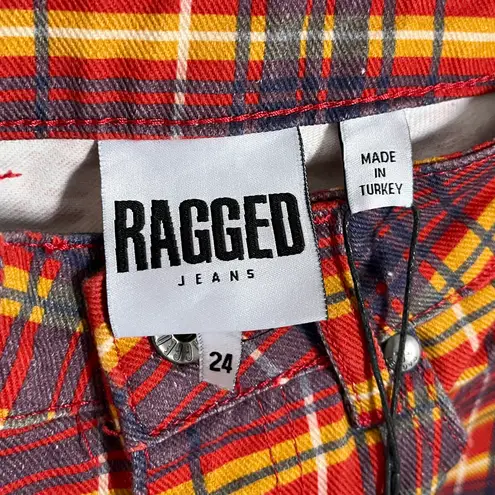 The Ragged Priest NWT Ragged Jeans Register Flare Jeans in Red Checkers Size 24