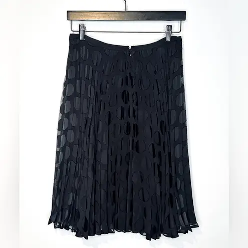 Paul Smith Black Pleated Chiffon Circle Print Midi Skirt Size 42