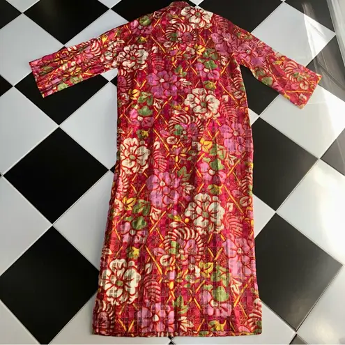 Vintage 60s Marita by Anthony Maruto House Dress Red Pink Metallic Gold size M Multiple Size M