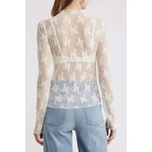 Treasure & Bond NORDSTROM Sheer Lace Top in Ivory Egret Size Medium